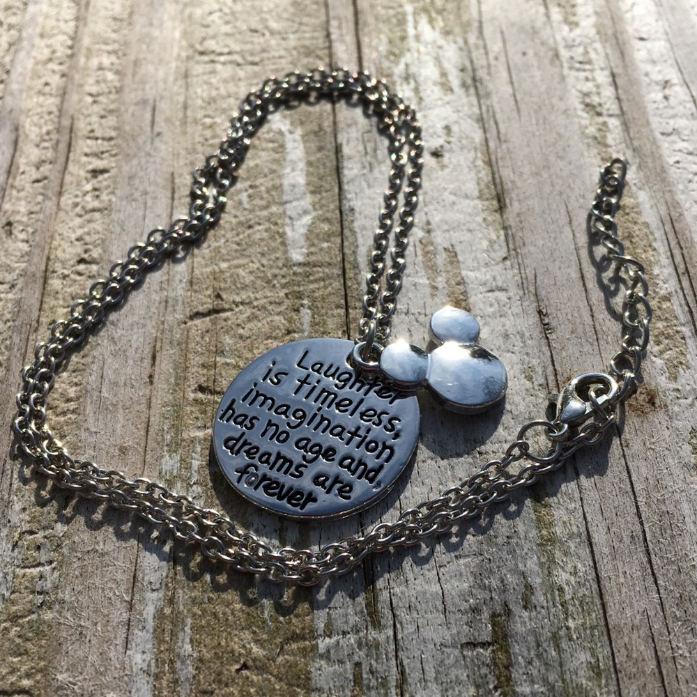 Laughter is Timeless Mouse Silhouette Necklace